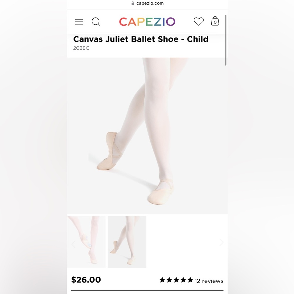 CAPEZIO canvas Juliet Ballet Shoe - Child LIKE NEW